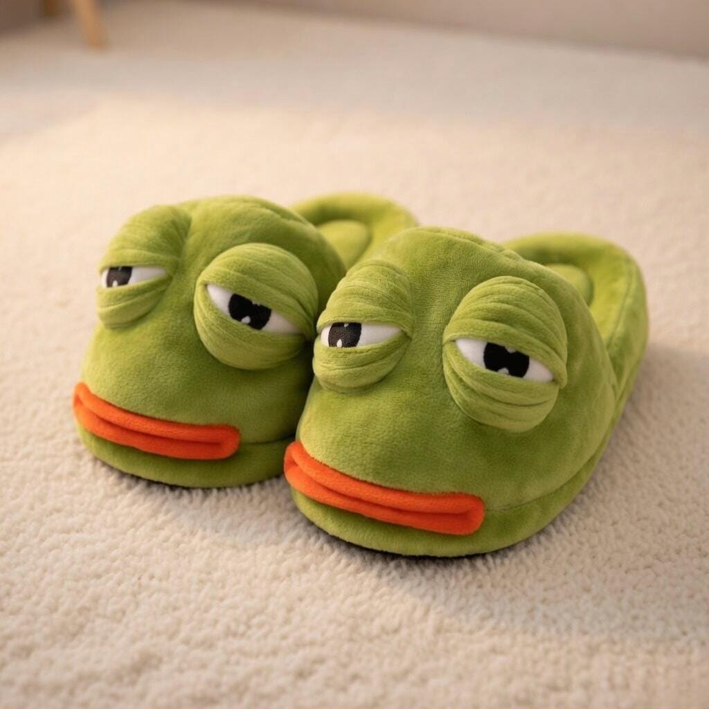 Funny Frog Slippers with Adjustable Eyes | Plush Animal House Shoes | SoftSlipsy