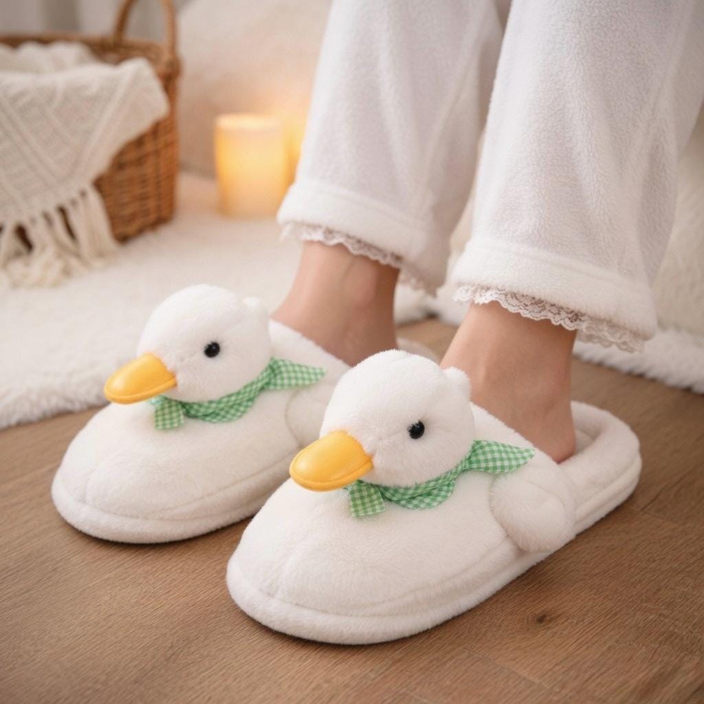 Cozy Plush Duck Slippers: Soft Warm Winter House Shoes | SoftSlipsy