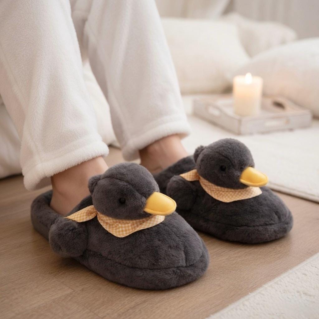 Cozy Plush Duck Slippers: Soft Warm Winter House Shoes | SoftSlipsy