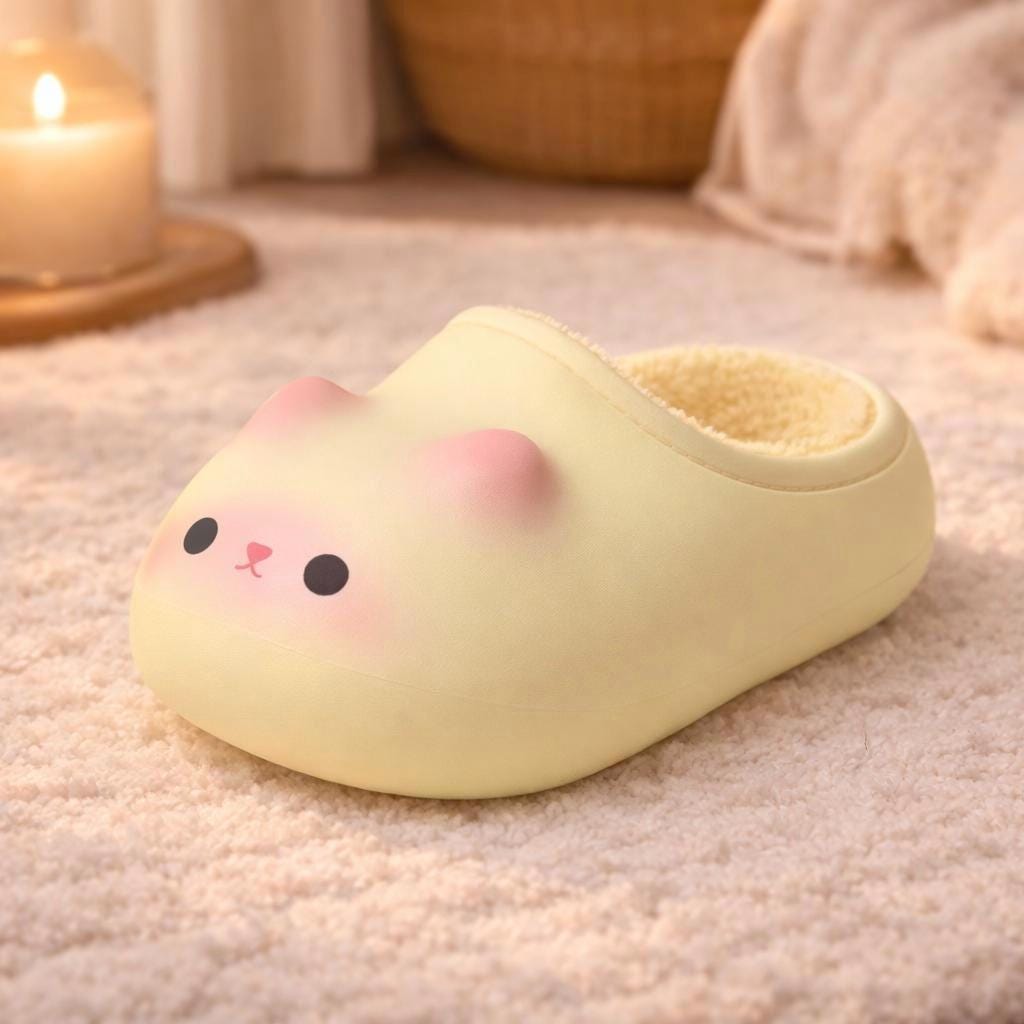 Plush Cat Slippers | Cozy Warm Winter House Shoes for Women | SoftSlipsy