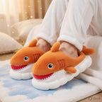 Plush Cartoon Shark Slippers | Soft Cozy Indoor Animal Shoes | SoftSlipsy