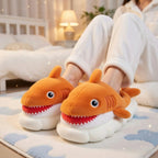 Plush Cartoon Shark Slippers | Soft Cozy Indoor Animal Shoes | SoftSlipsy