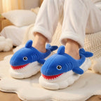 Plush Cartoon Shark Slippers | Soft Cozy Indoor Animal Shoes | SoftSlipsy