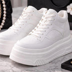 SoftSlipsy 15CM Chunky White Platform Sneakers | High Top Street Style Shoes