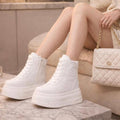 SoftSlipsy 20CM Korean Style Platform Sneakers, White Chunky Sole (Hidden Heel)