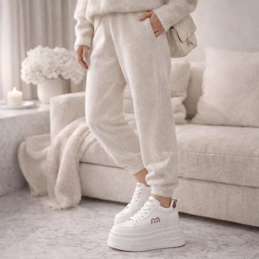 SoftSlipsy 16CM White Chunky Platform Sneakers: Hidden Height Increase, Street Style Shoes