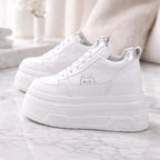 SoftSlipsy 16CM White Chunky Platform Sneakers: Hidden Height Increase, Street Style Shoes