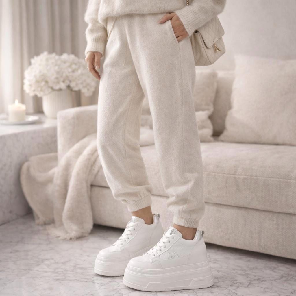 SoftSlipsy 16CM White Chunky Platform Sneakers: Hidden Height Increase, Street Style Shoes