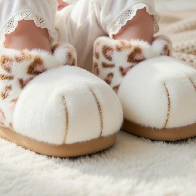 Cat Paw Plush Boots | Kawaii Animal Winter Slippers | Cozy Fluffy Indoor Home Wear | SoftSlipsy