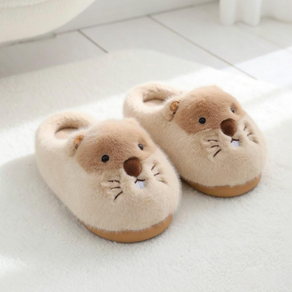 Plush Hamster Slippers | Cozy Animal House Shoes for Women, Winter Warmth | SoftSlipsy