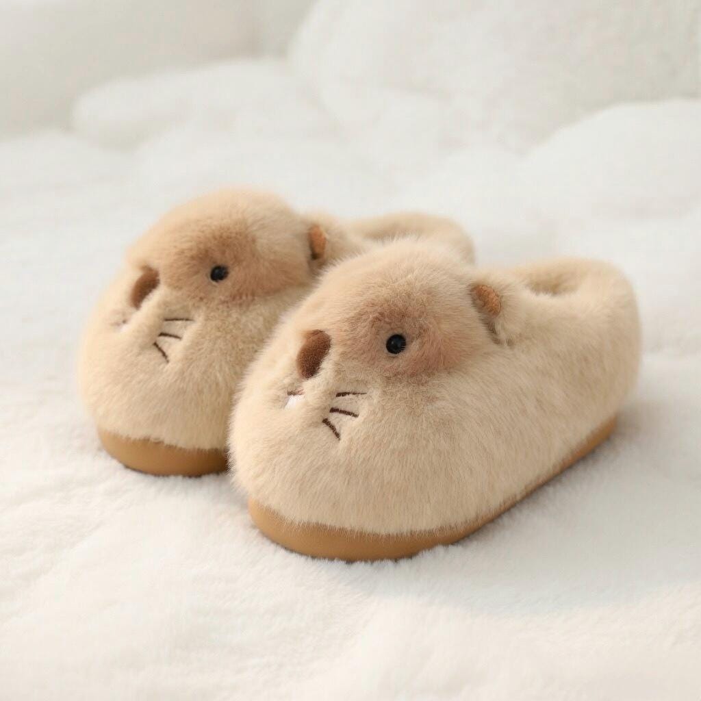 Plush Hamster Slippers | Cozy Animal House Shoes for Women, Winter Warmth | SoftSlipsy