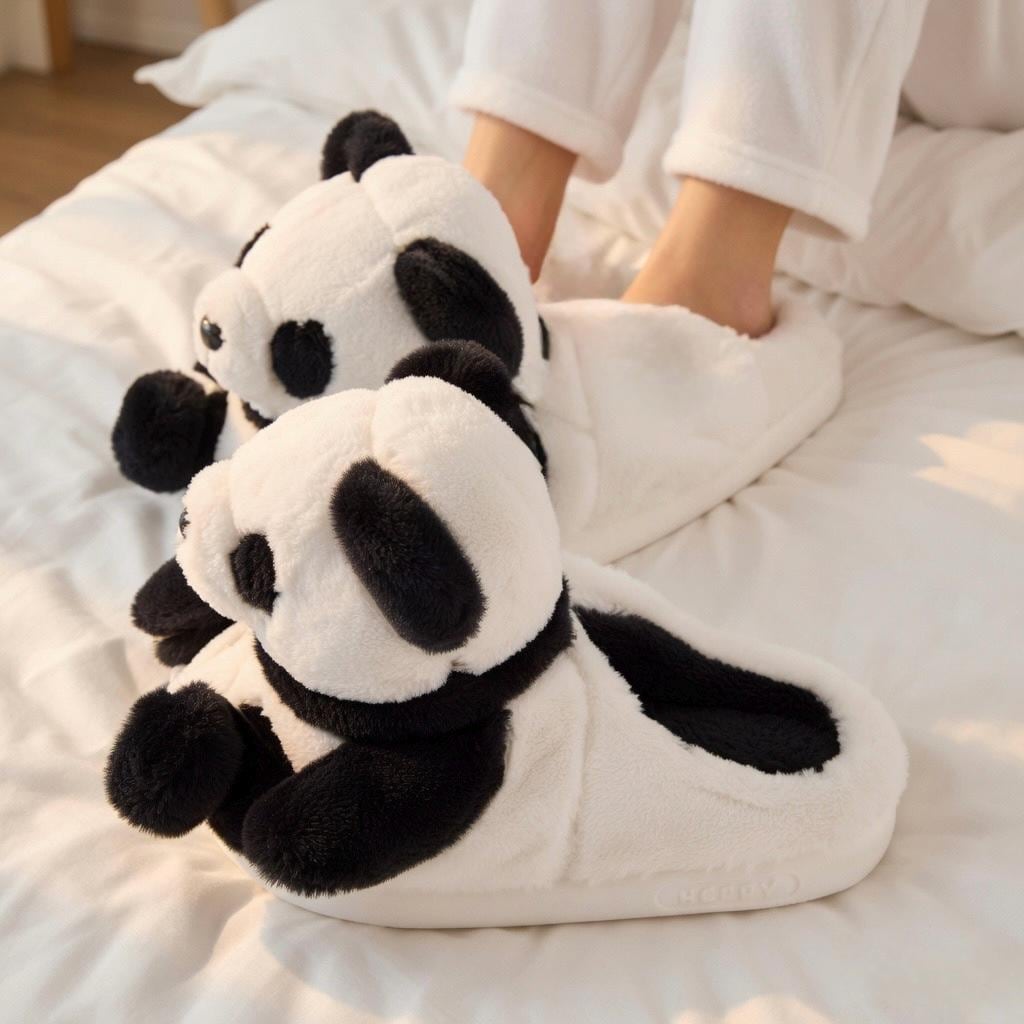 Plush Panda Slippers | Soft Warm Cartoon Animal House Shoes | SoftSlipsy