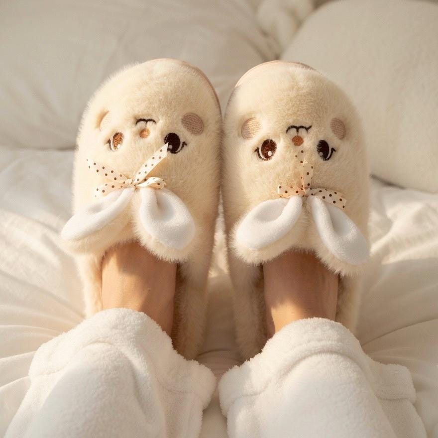 Plush Bunny Slippers | Cozy Rabbit House Shoes, Winter Warmth | SoftSlipsy