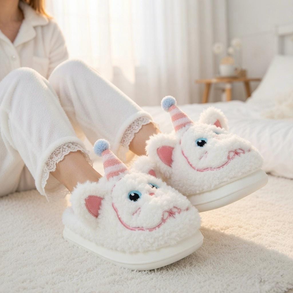 Plush Cat Slippers | Cozy Winter Indoor Animal Home Shoes | SoftSlipsy