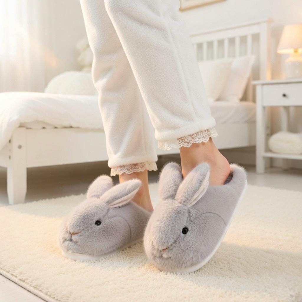 Plush Bunny Rabbit Slippers | Cozy Winter Indoor Home Shoes | SoftSlipsy