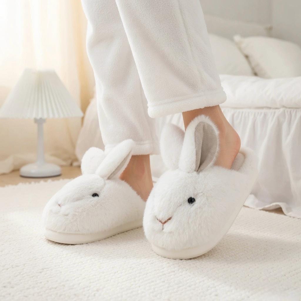 Plush Bunny Rabbit Slippers | Cozy Winter Indoor Home Shoes | SoftSlipsy