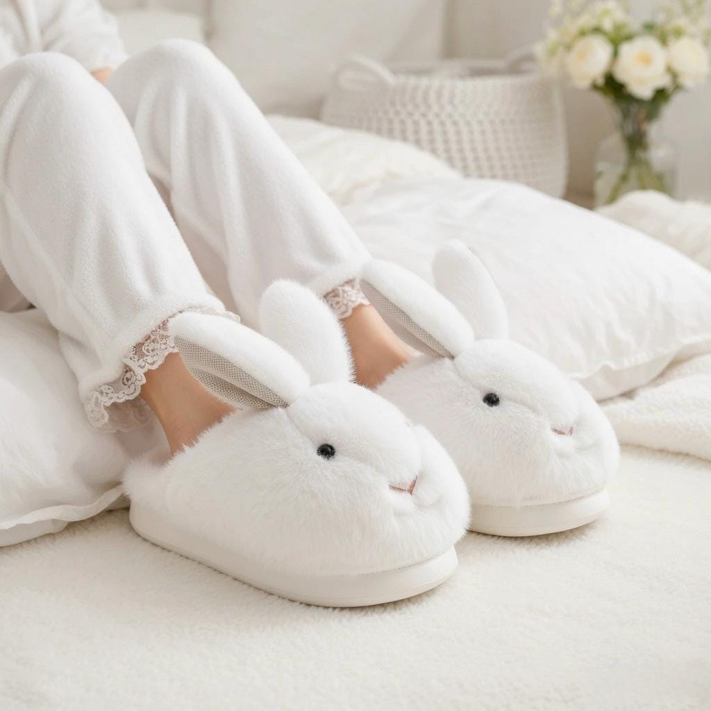 Plush Bunny Rabbit Slippers | Cozy Winter Indoor Home Shoes | SoftSlipsy