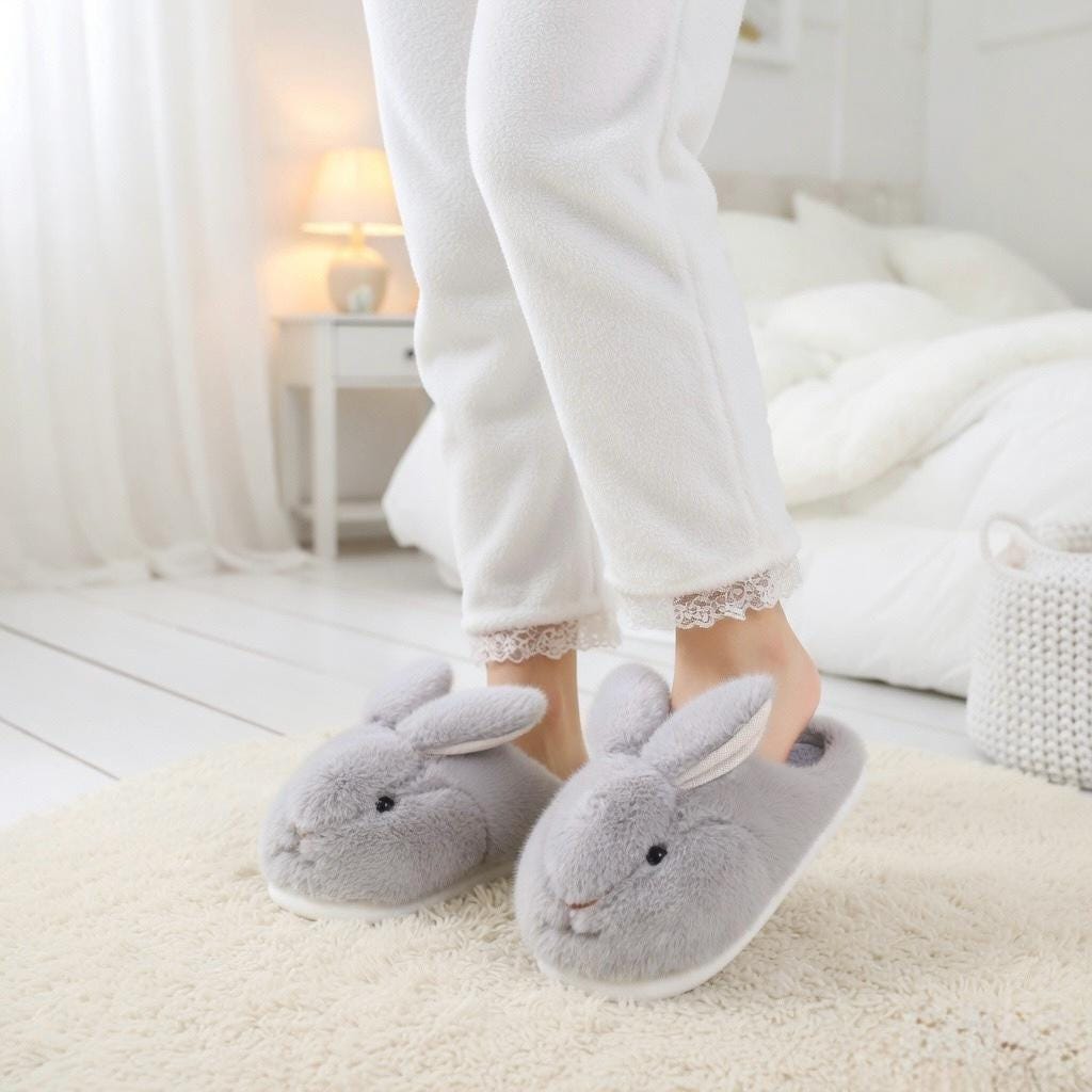 Plush Bunny Rabbit Slippers | Cozy Winter Indoor Home Shoes | SoftSlipsy
