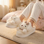 Plush Puppy Dog Slippers | Cozy Winter Indoor Animal House Shoes | SoftSlipsy