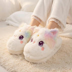 Plush Kitten Slippers | Cozy Rainbow Cat House Shoes, Winter Warmth | SoftSlipsy
