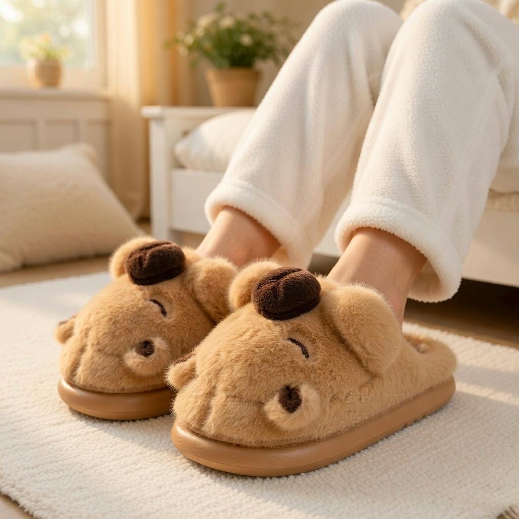 Plush Capybara Slippers | Cozy Animal House Shoes, Winter Warmth | SoftSlipsy