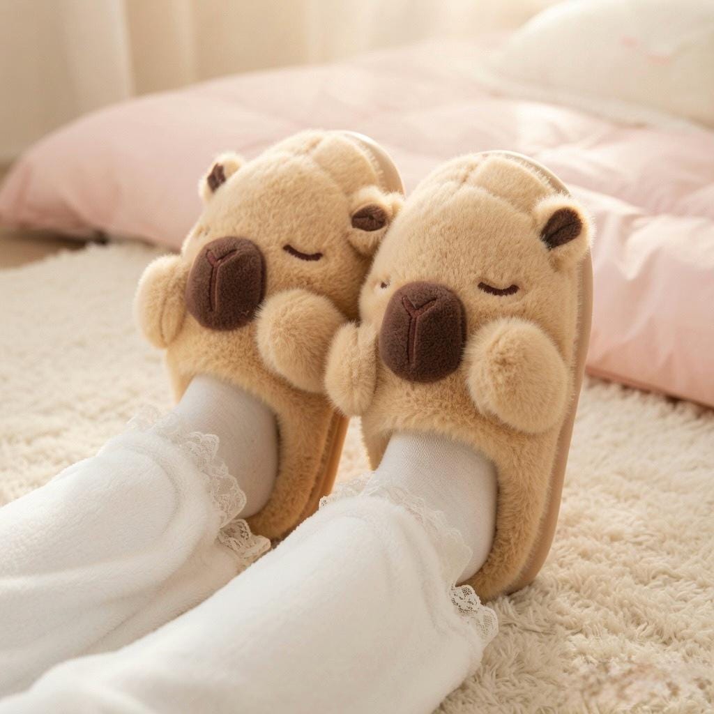 Plush Capybara Slippers | Cozy Animal House Shoes, Winter Warmth | SoftSlipsy