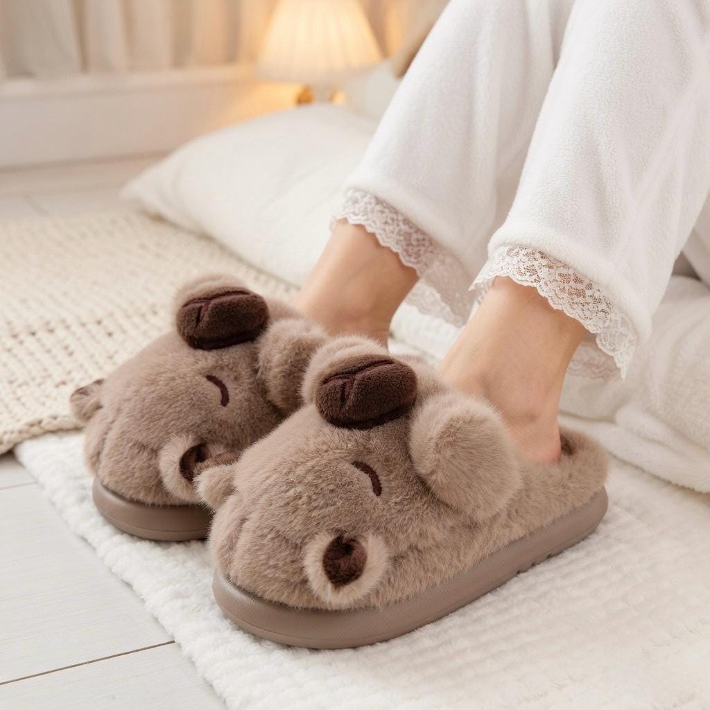 Plush Capybara Slippers | Cozy Animal House Shoes, Winter Warmth | SoftSlipsy