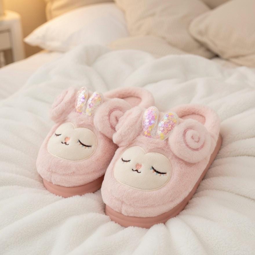 Plush Lamp Slippers | Cozy Indoor House Shoes, Winter Warmth | SoftSlipsy