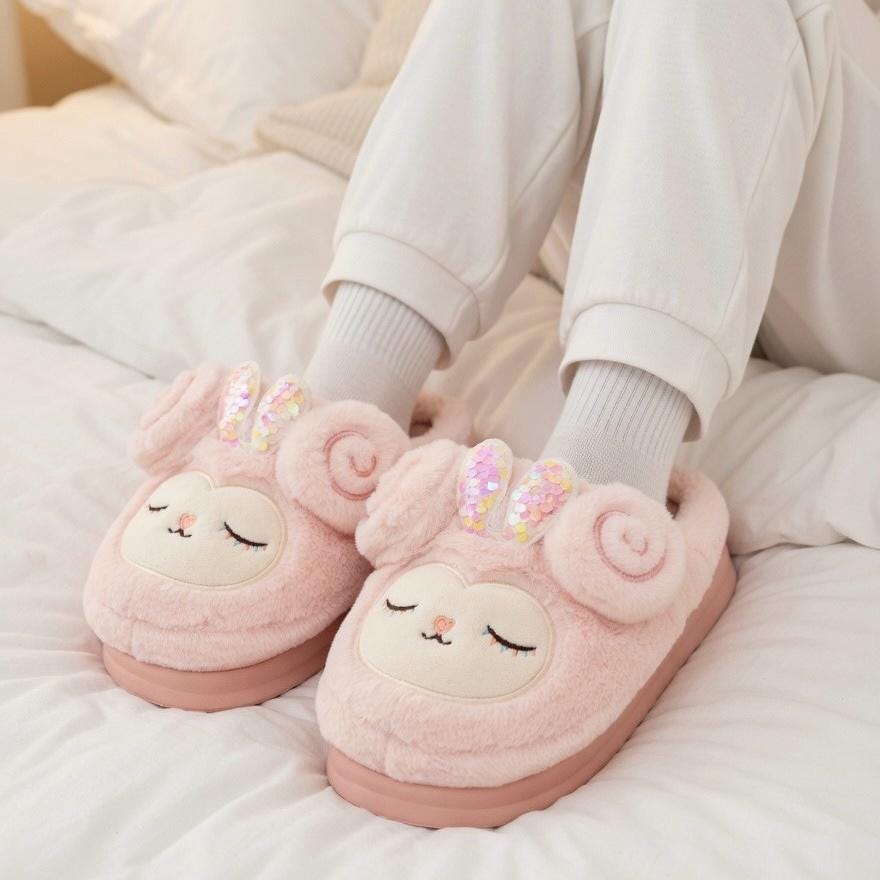 Plush Lamp Slippers | Cozy Indoor House Shoes, Winter Warmth | SoftSlipsy