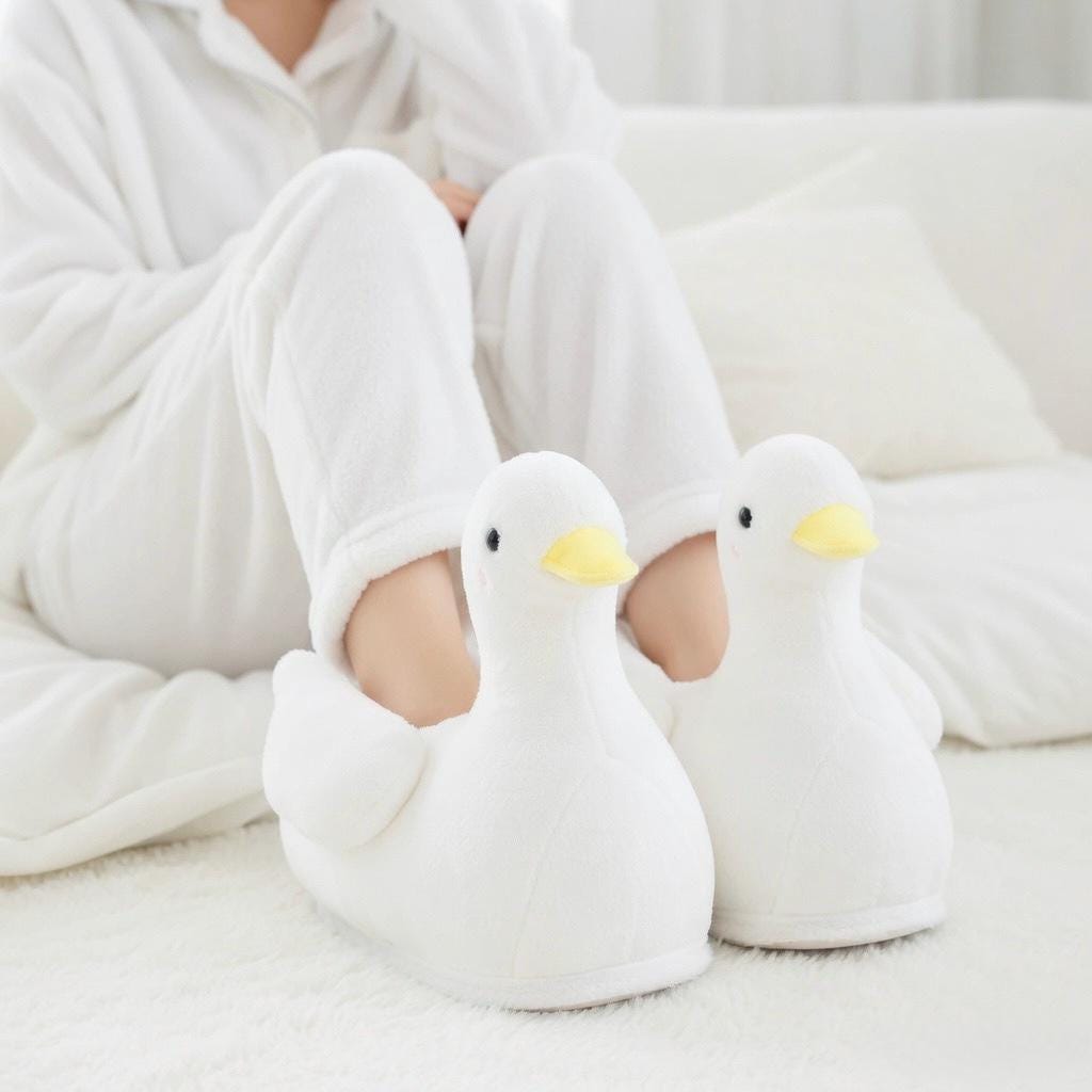 Plush Goose Slippers | Cozy Animal House Shoes, Winter Indoor Comfort |SoftSlipsy