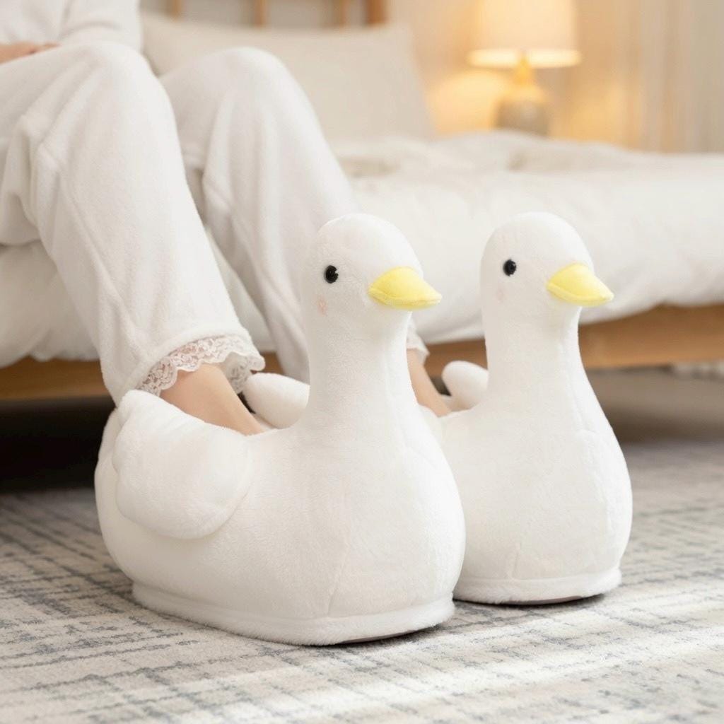 Plush Goose Slippers | Cozy Animal House Shoes, Winter Indoor Comfort |SoftSlipsy