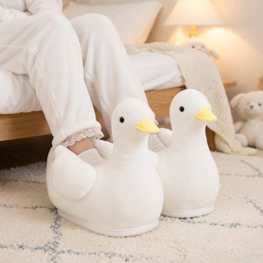 Plush Goose Slippers | Cozy Animal House Shoes, Winter Indoor Comfort |SoftSlipsy