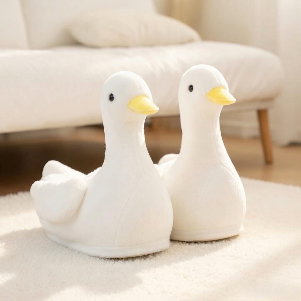 Plush Goose Slippers | Cozy Animal House Shoes, Winter Indoor Comfort |SoftSlipsy