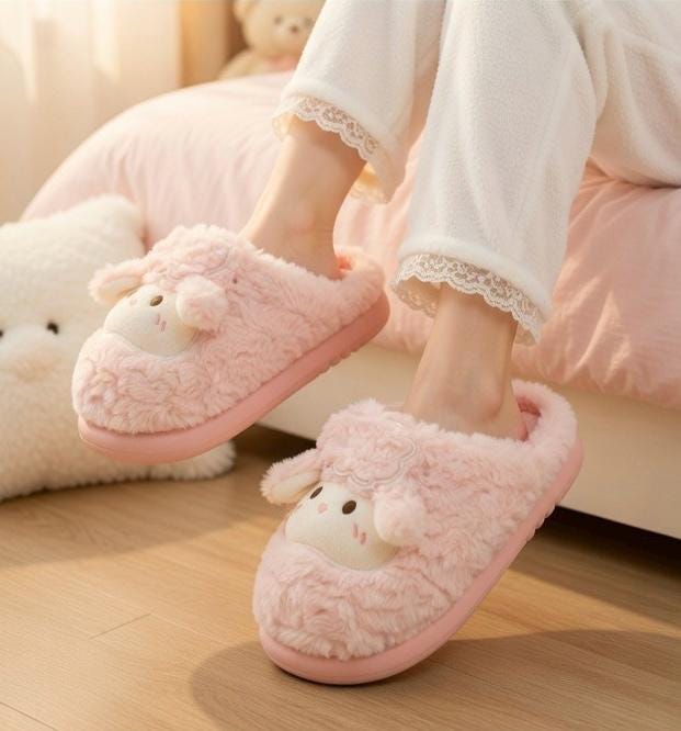 Cozy Plush Lamb Slippers | Warm Sheep Indoor House Shoes Women | SoftSlipsy