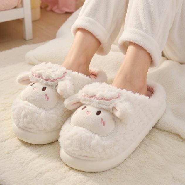 Cozy Plush Lamb Slippers | Warm Sheep Indoor House Shoes Women | SoftSlipsy