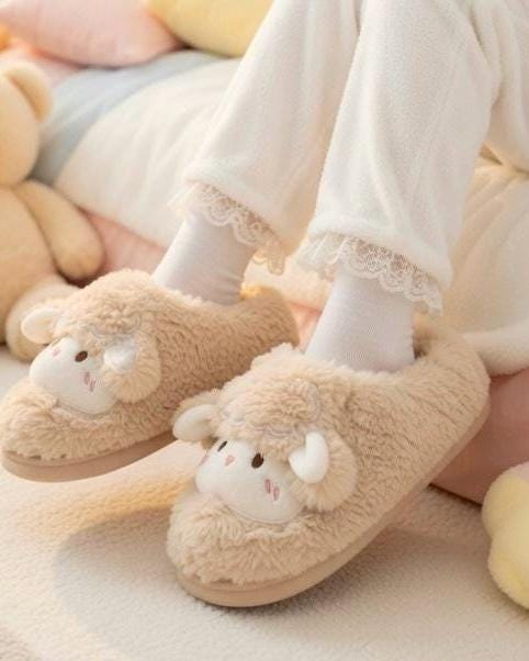 Cozy Plush Lamb Slippers | Warm Sheep Indoor House Shoes Women | SoftSlipsy