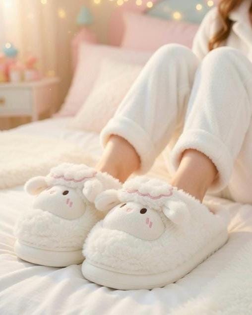 Cozy Plush Lamb Slippers | Warm Sheep Indoor House Shoes Women | SoftSlipsy