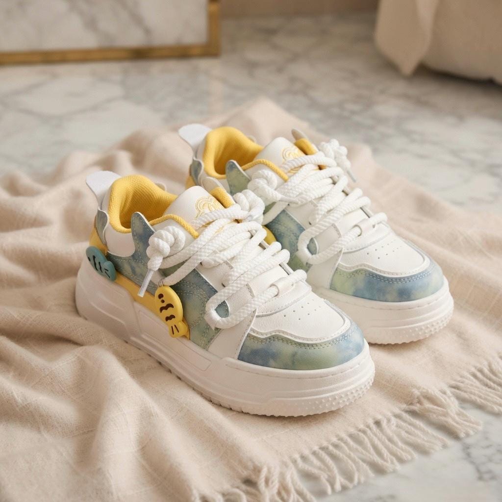 SoftSlipsy Kawaii Cat Platform Sneakers | Pastel Chunky Cartoon Shoes