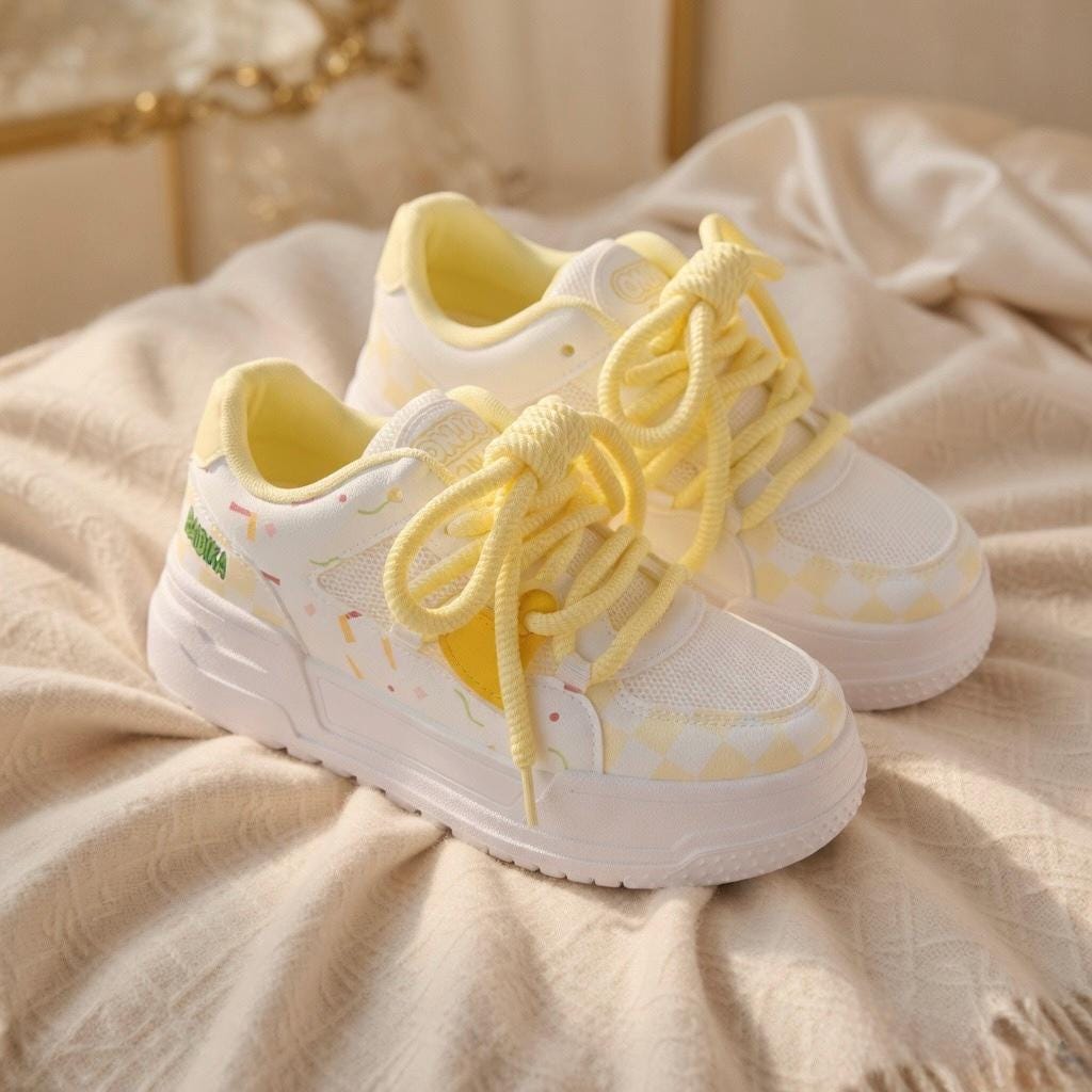 SoftSlipsy Pastel Platform Sneakers Women | Chunky Kawaii Lace Up Shoes | Soft Girl