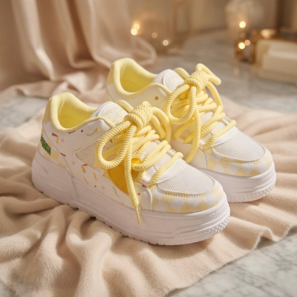 SoftSlipsy Pastel Platform Sneakers Women | Chunky Kawaii Lace Up Shoes | Soft Girl