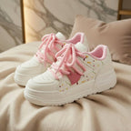 SoftSlipsy Pastel Platform Sneakers Women | Chunky Kawaii Lace Up Shoes | Soft Girl