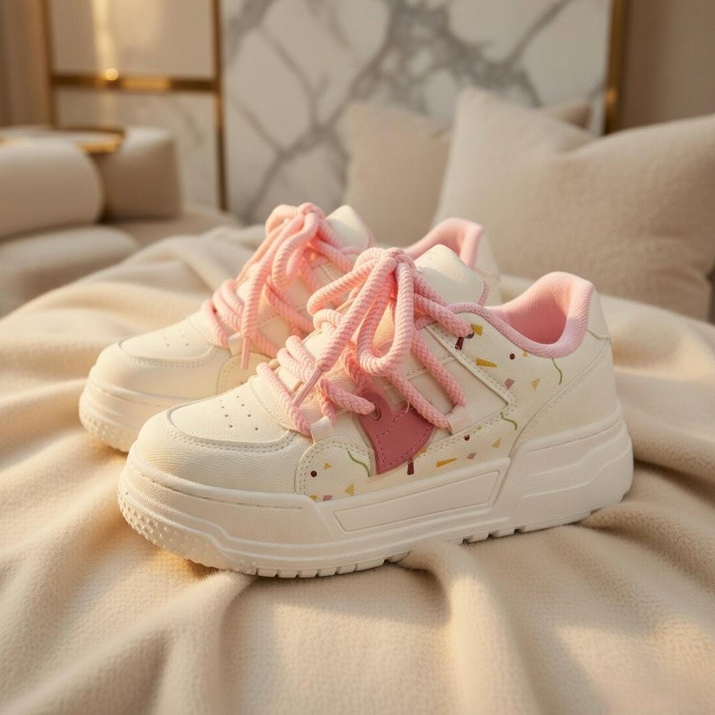 SoftSlipsy Pastel Platform Sneakers Women | Chunky Kawaii Lace Up Shoes | Soft Girl