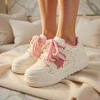 SoftSlipsy Pastel Platform Sneakers Women | Chunky Kawaii Lace Up Shoes | Soft Girl