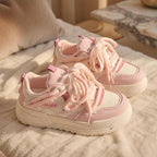 SoftSlipsy Pastel Pink Platform Sneakers | Kawaii Chunky Lace Up Casual Shoes