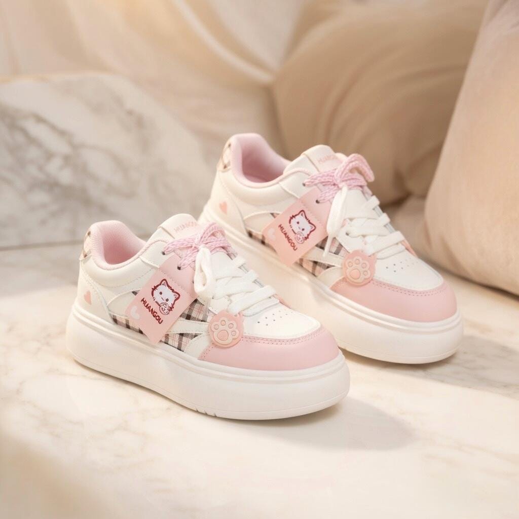SoftSlipsy Cat Paw Platform Sneakers | Kawaii Pastel Korean Harajuku Style Shoes