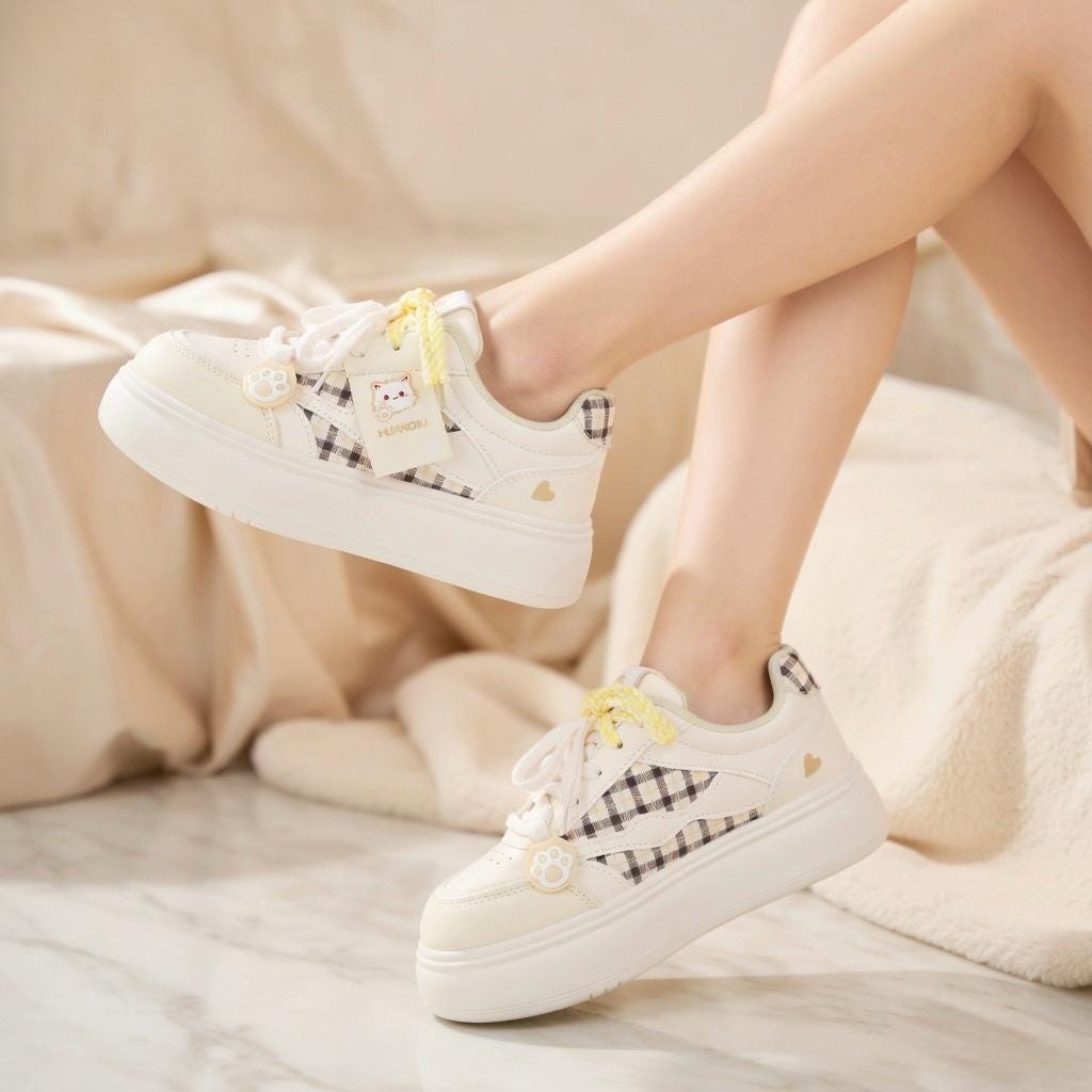 SoftSlipsy Cat Paw Platform Sneakers | Kawaii Pastel Korean Harajuku Style Shoes