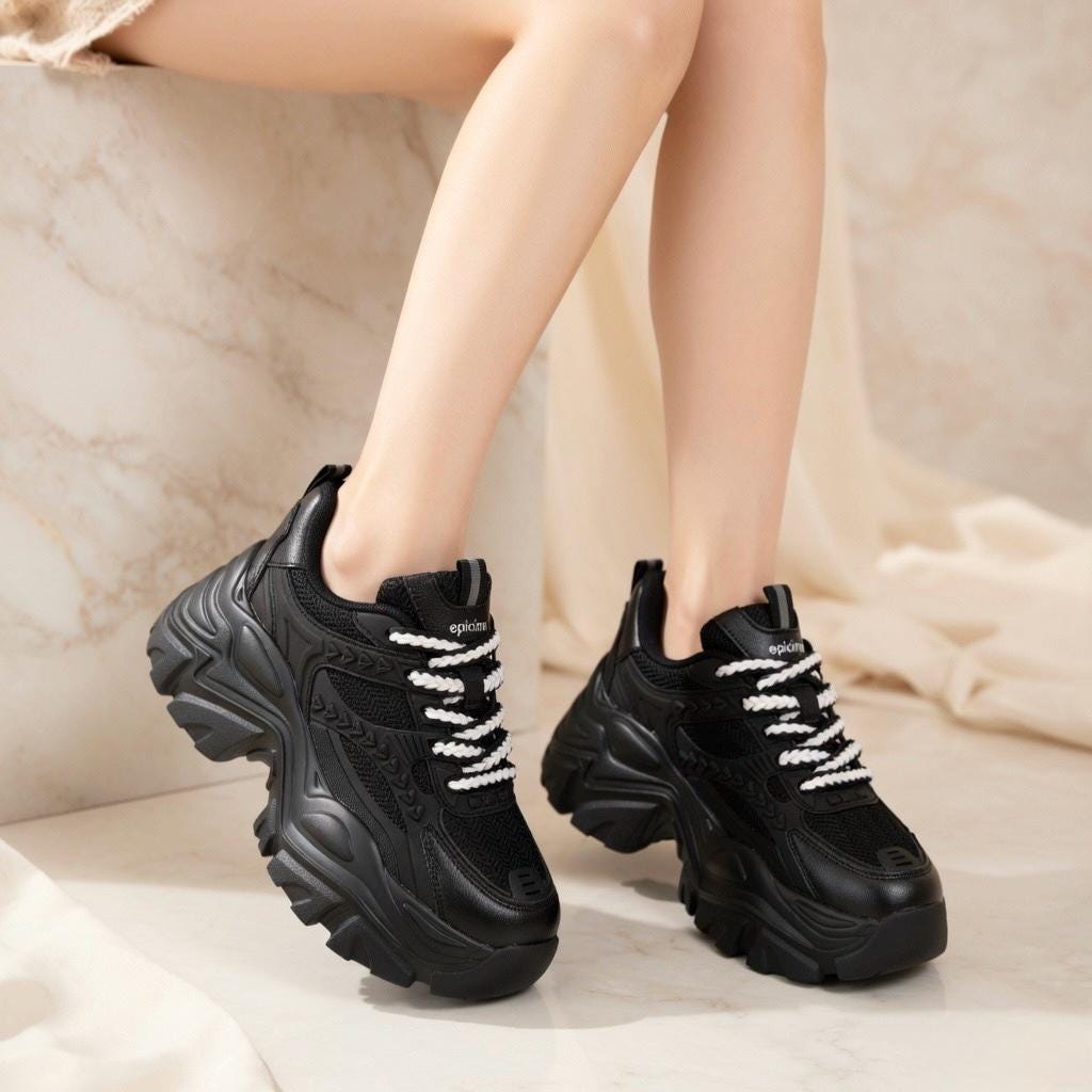 SoftSlipsy Chunky Platform Sneakers Women | Thick Sole Korean Streetwear Shoes