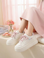 SoftSlipsy Women's Bow Platform Sneakers | Korean Style Chunky Trainers (+8CM Height)