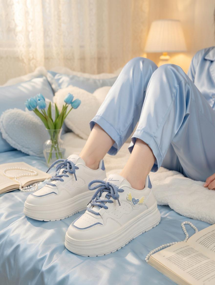SoftSlipsy Women's Bow Platform Sneakers | Korean Style Chunky Trainers (+8CM Height)