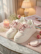 SoftSlipsy Women's Bow Platform Sneakers | Korean Style Chunky Trainers (+8CM Height)